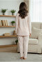 Women's Teddy Bear Figure Pocket Printed Milan Fabric 100% Cotton Pajama Set - 4