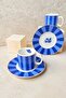 Candy Blue Premium Porcelain 4 Piece Coffee Cup Set for 2 People 90 ml Love Blue - 3