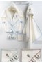 Panda Boy Striped Organic Newborn Baby Boy Towel Bathrobe Set Organic - Baby Birth Gift