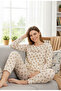 Women's Teddy Bear Printed Waffle Fabric 100% Cotton Pajama Set - 2