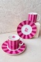 Candy Pink Premium Porcelain 4-Piece Coffee Cup Set for 2 People 90 ml Love Red-Pink - 2