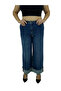 Plus Size Denim High Waist Wide Leg Women's Pants with Stones - 6