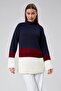Women's Thessaloniki Knitted Soft Textured Three-Color Knitwear Tunic - 3