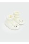 Beige Animal Embroidered Baby Girl Socks and Home Shoes (S6)