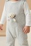 Gray Striped Cotton Baby Salopet Jumpsuit and Bodysuit 2-Piece Set with Toys - 2