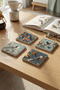 Colorful Bird Themed Natural Stone Travertine Coasters Set of 4 - 2