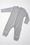 Gray Ribbed Cotton Baby Romper with Front Snap Fasteners - Comfortable Sleep and Daily Wear Bodysuit - 7