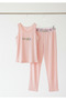 Women's Character Figure Printed Pants and Strap Cotton Lycra Pajama Set - 6