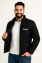 معطف بومبر مبطن للرجال من Micro Water Repellent B مطبوع مزود بسحاب - أسود