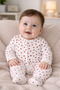 Baby Girl Single Heart Patterned Cotton Fabric Jumpsuit