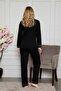 Women's White Piped Shirt Collar Button-Front Pocketed Long Sleeve Transitional Cotton Lycra Pajama Set - 3