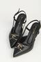Women's Black Leather Heeled Shoes Pc-55775 - 4