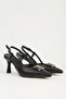 Women's Black Leather Heeled Shoes Pc-55775 - 2