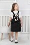 Bear Embroidered Girls' Denim Gilet Dress - 2