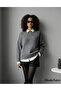 Anthracite Crew Neck Oversize Women's Knitwear Sweater - 3