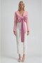 Deep v-neck crop blazer jacket with big bow detail 6188 - 2
