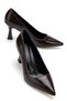 Women's Brown Shiny Skin Pointed Toe Thin Heeled Stiletto - 2