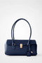 Women's Navy Blue Stylish Handbag – Gold Buckle, Suitable for Daily and Special Occasions