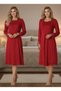 Women's Fuchsia Elegant Lace Embroidered Long Sleeve Maternity Nightgown Set with Nursing Features - 4