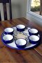 طقم إفطار مطلي بالمينا بنقشة وبمقاس متوسط، 7 قطع، مناسب للتقديم والإفطار، يشمل طبق إفطار ووعاء مربى وزيتون وطبق جبن - 4
