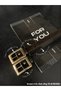 2-Piece Square Gold Buckle Women's Trouser Belt, Jacket Belt, Dress Belt, Shirt Belt