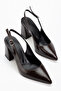 Bitter Brown Patent Leather Pointed Toe Thick Heel Classic Women's Shoes - 4