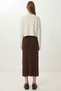 Contrast Lace Detailed Long Knitwear Skirt Lyy0136 Brown - 6