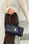 Women's Navy Blue Stylish Handbag – Gold Buckle, Suitable for Daily and Special Occasions - 2