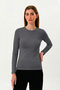 100% Organic Cotton Anthracite Crew Neck Long Sleeve Women's T-Shirt