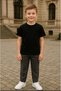 Unisex Children's Crew Neck Short Sleeve Standard Fit 3-Pack Black Color Kids T-Shirt - 2