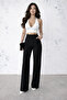 Women's Black Modal Fabric High Waist Palazzo Trousers