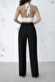 Women's Black Modal Fabric High Waist Palazzo Trousers - 4