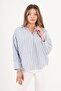 Striped Terrycotton Blue Shirt with Pleated Detail on the Back - 4