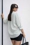 Women's Green Striped Oversize Long Sleeve Shirt - 4