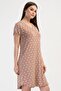 Women's Lace V-Neck Short Sleeve Dusty Pink Heart Patterned Nightgown Tunic C9T9N2904 - 2