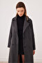 Women's Cashmere Double-Breasted Collared Buttoned Lined Coat – Casual & Stylish – Anthracite - Sevde Ugur - 2