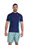 Mens Mens Rashguard Short Sleeve - Navy Spring Palms