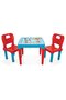 Study Table Blue table and two chairs set, high backrest, rounded edges - 2