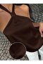 Women's Brown Satin Halter Neck Blouse