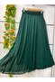 Chiffon A-Line Skirt with Fine Shimmering Stripes in Emerald Green