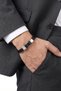 Men's Leather Bracelet Black Bukez Leather Bracelet with Steel Ring Detail - 2