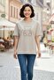 Women's Oversize 100% Cotton Crew Neck Teddy Bear Embroidered T-Shirt Vy-Bx306