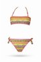 Girl's Salmon Neon Yellow Multi-Colored Lined 4-12 Years Strapless Bikini Set Hzl24S-Lc6355