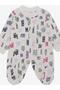 Patterned cotton romper with baby hat and booties - 3