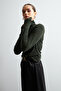 Women's Khaki Cashmere Ultra Light Turtleneck Blouse - 3