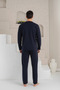 Men's Dark Blue Long Sleeved Pajama Set - 2