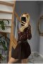 Women's 3-Piece Stoned Belted Shorts Skirt Jacket Lace Blouse Set - 8