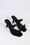 Satin Double Ribbon Women's Heeled Slippers and Sandals - 5