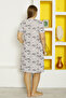 Women's Plus Size Patterned Lycra Satin Detailed and Lace Short Sleeve Nightgown - 5