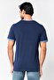 Men Crew Neck Short Sleeve Brand Logo T-Shirt, Navy - 4
